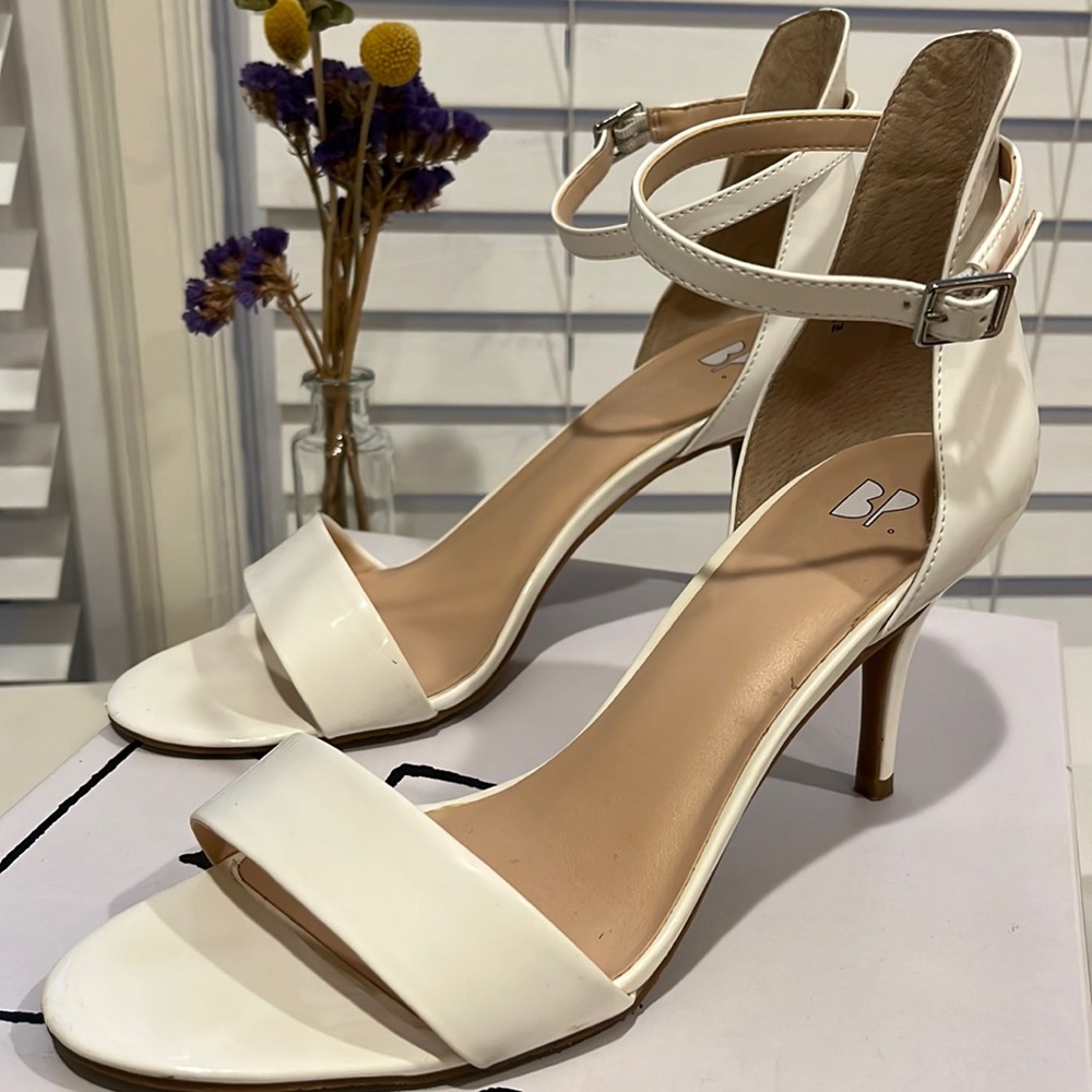 White Patent Skinny Strappy Heel